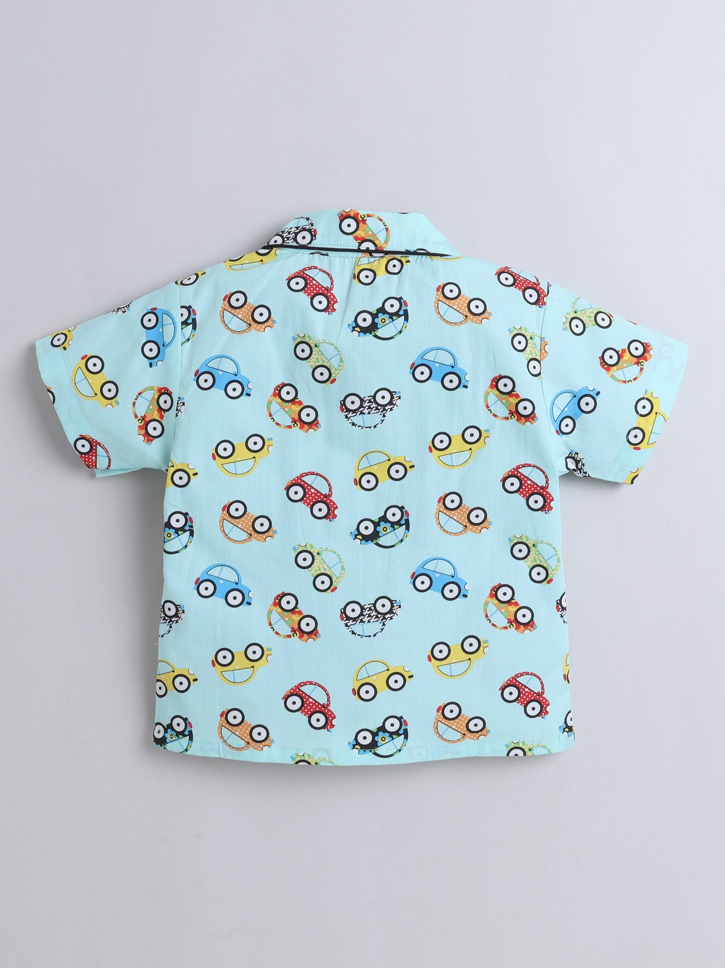 The Magic Wand Cotton Half Sleeve Car Printed Night Suit Set Blue
