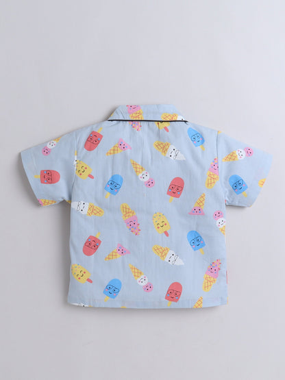 The Magic Wand Cotton Half Sleeve Candy Printed Night Suit Set Grey