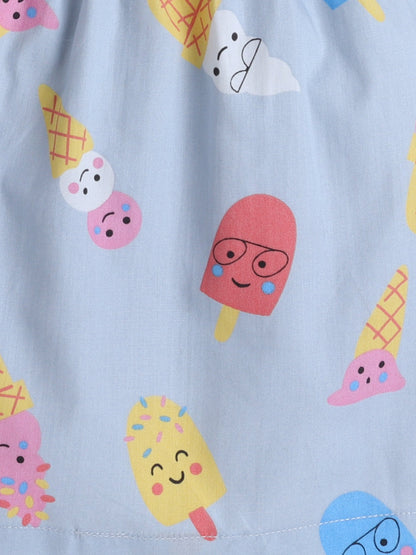 The Magic Wand Cotton Half Sleeve Candy Printed Night Suit Set Grey