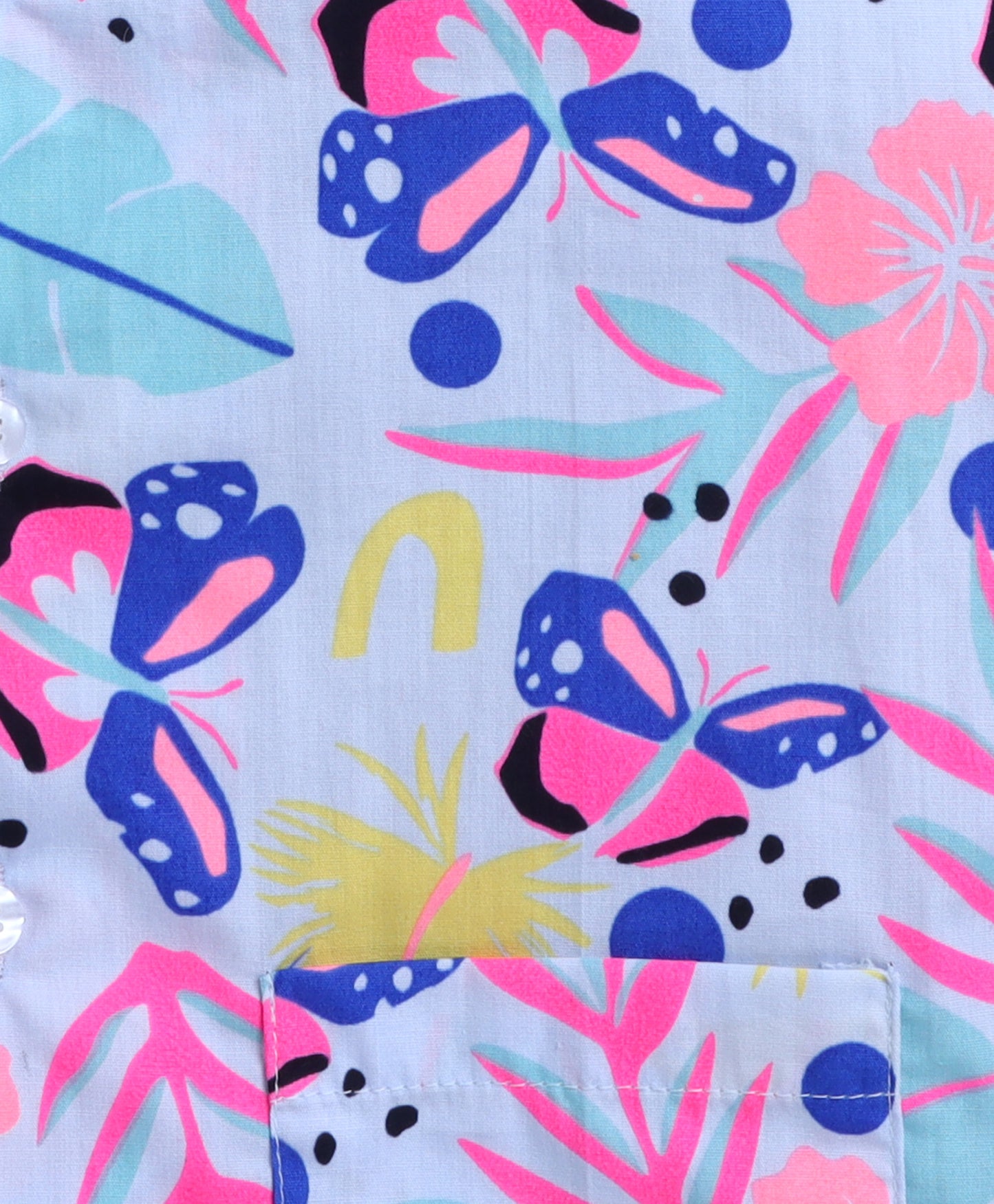 The Magic Wand WovenCotton Half Sleeves Butterfly Printed Night Suit Set- White