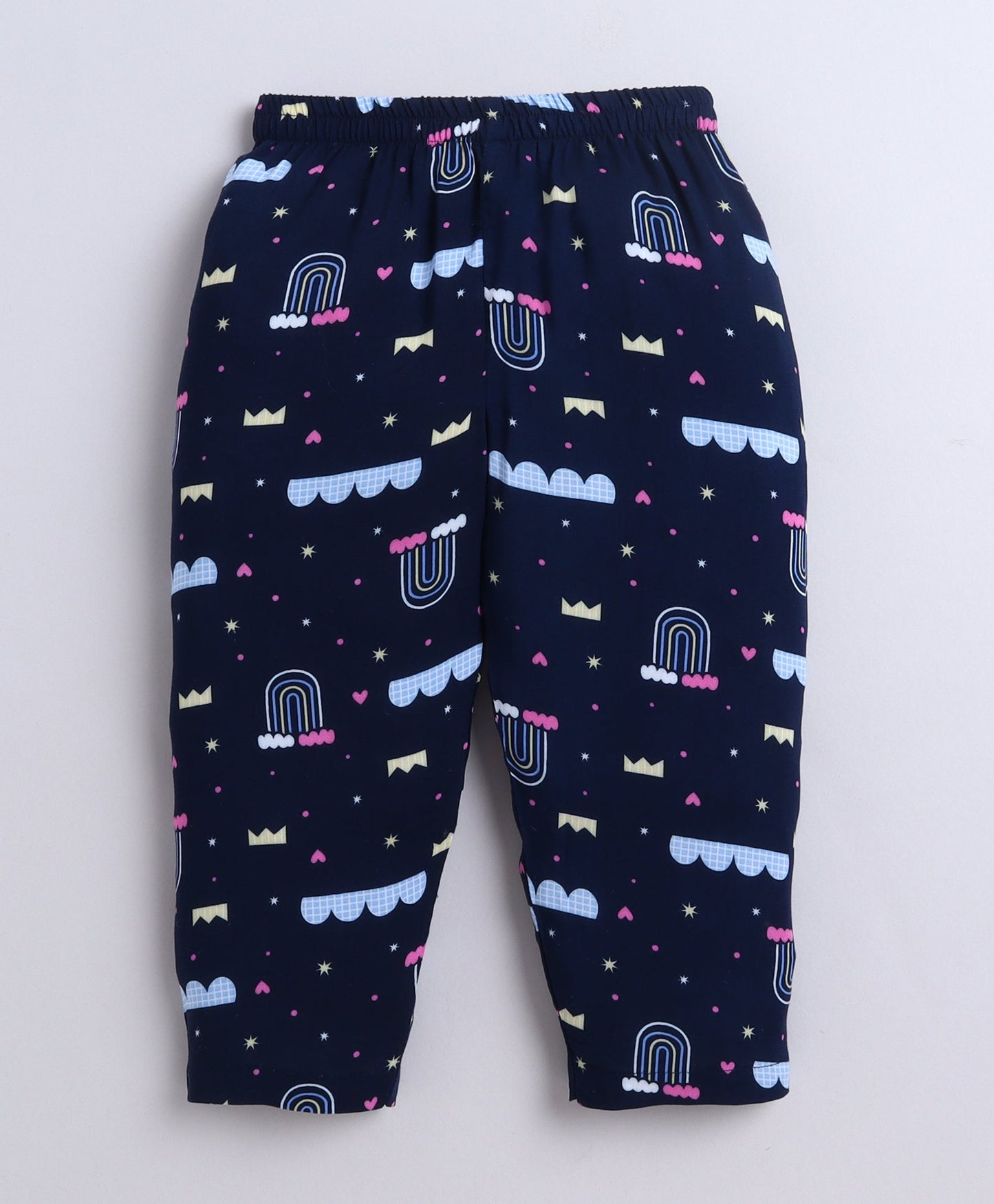Poplin Cotton Half Sleeves AII Over Printed Night Suit Set - Navy Blue