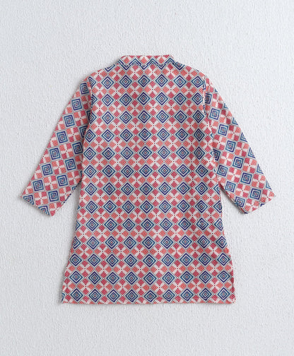 The Magic Wand Woven Full Sleeves Ikat Digital Printed Kurta & Pyjama Set- Multi