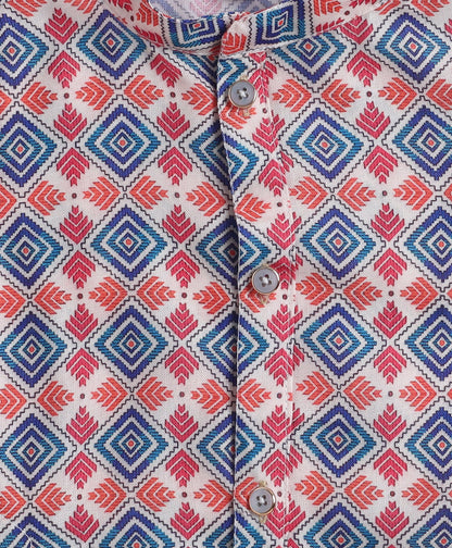 The Magic Wand Woven Full Sleeves Ikat Digital Printed Kurta & Pyjama Set- Multi