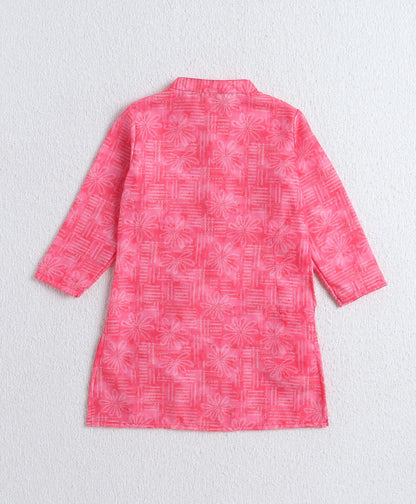 The Magic Wand Woven Full Sleeves Digital Printed Kurta & Pyjama Set- Pink