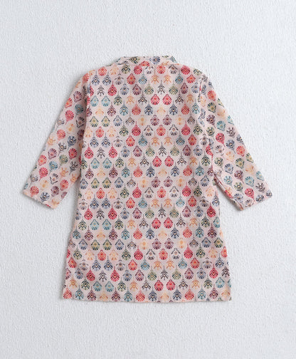 The Magic Wand Woven Full Sleeves Digital Printed Kurta & Pyjama Set-Fawn
