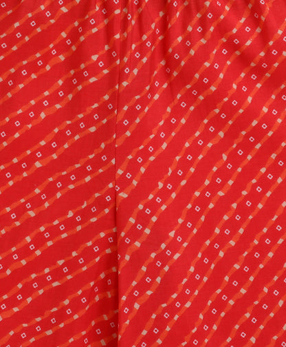 The Magic Wand Cambric Cotton Sleeveless Leheriya Printed Kurta and Plazzo Set - Red