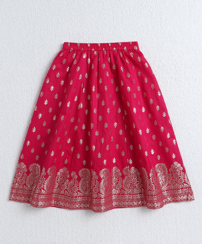 The Magic Wand Jacquard Half Sleeves Choli and Lehenga Set with Dupatta - Fuchsia