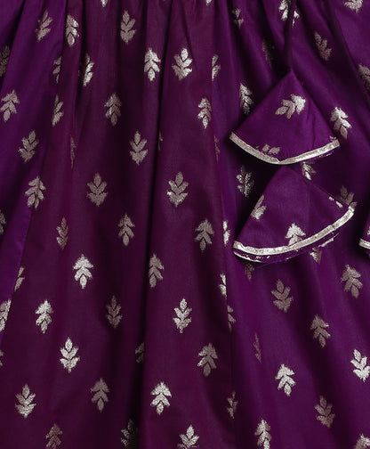 The Magic Wand Jacquard Half Sleeves Choli and Lehenga Set with Dupatta - Purple