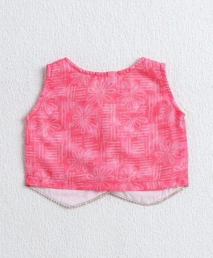 The Magic Wand Woven Sleeveless Digital Printed Top with Patch Pocket Pant Set- Pink