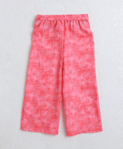 The Magic Wand Woven Sleeveless Digital Printed Top with Patch Pocket Pant Set- Pink
