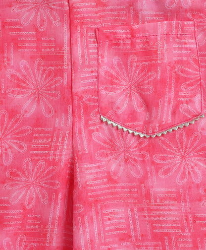 The Magic Wand Woven Sleeveless Digital Printed Top with Patch Pocket Pant Set- Pink