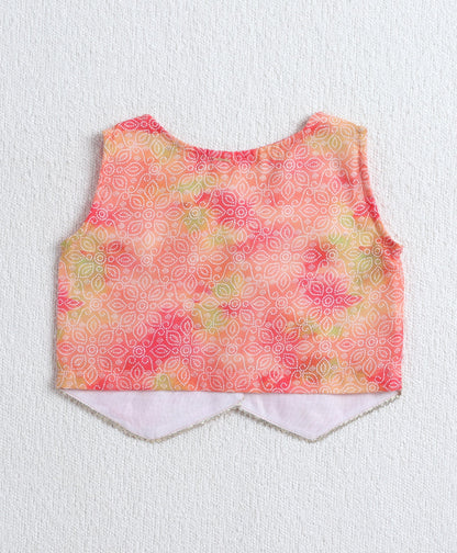 The Magic Wand Woven Sleeveless Digital Printed Top with Patch Pocket Pant Set- Peach