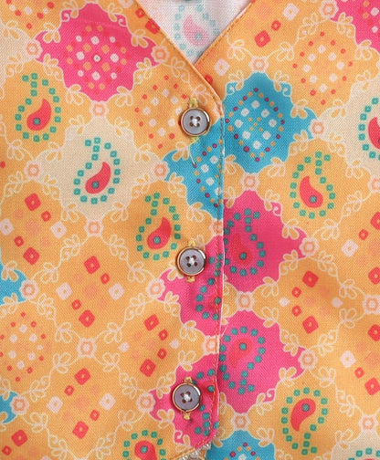 The Magic Wand Woven Sleeveless Digital Printed Top with Patch Pocket Pant Set- Yellow