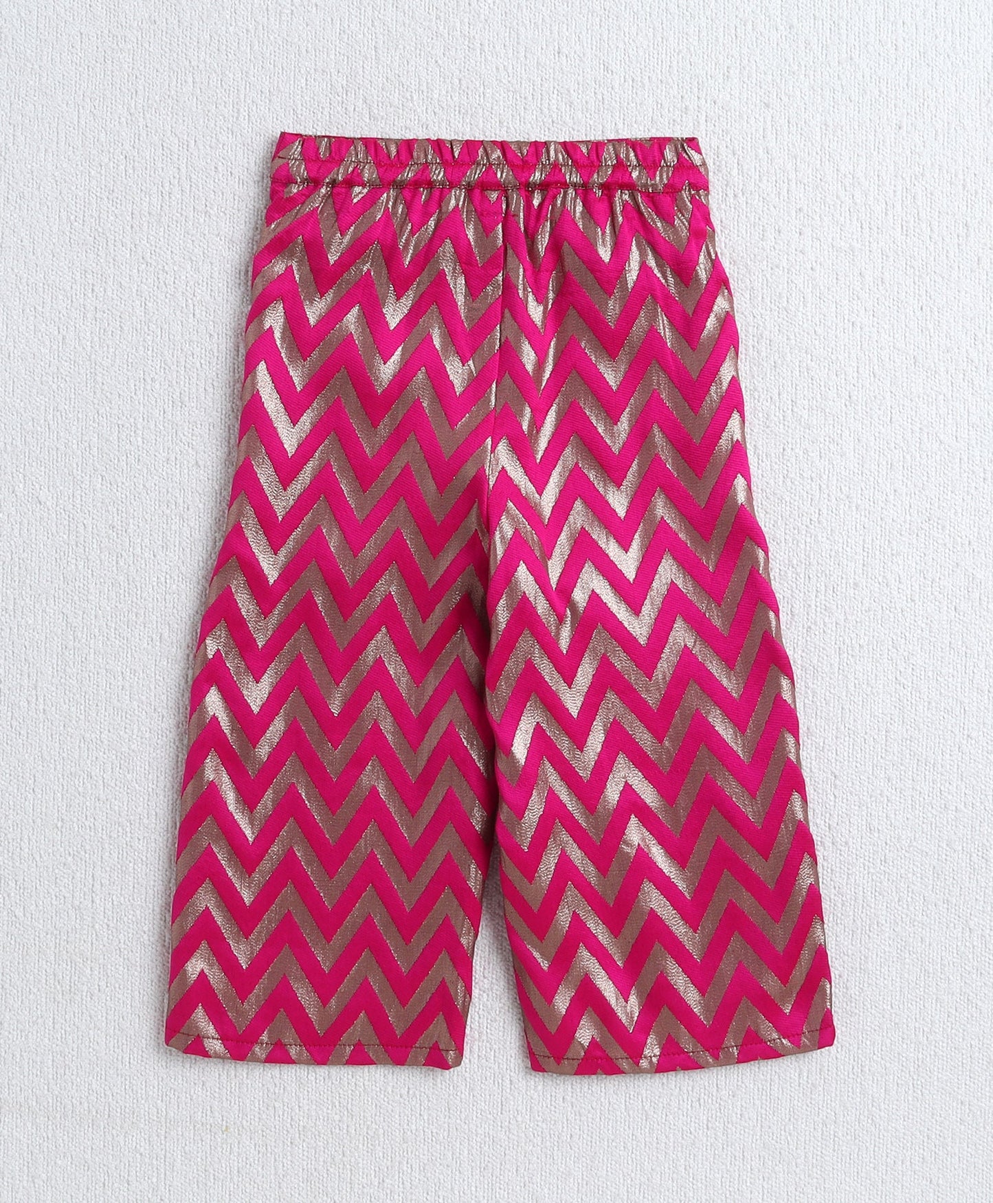Woven Sleeveless Zig Zag Printed Top and Plazzo Set- Fuchsia