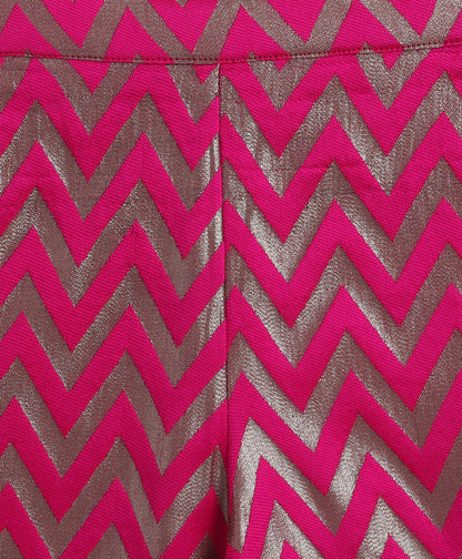 Woven Sleeveless Zig Zag Printed Top and Plazzo Set- Fuchsia