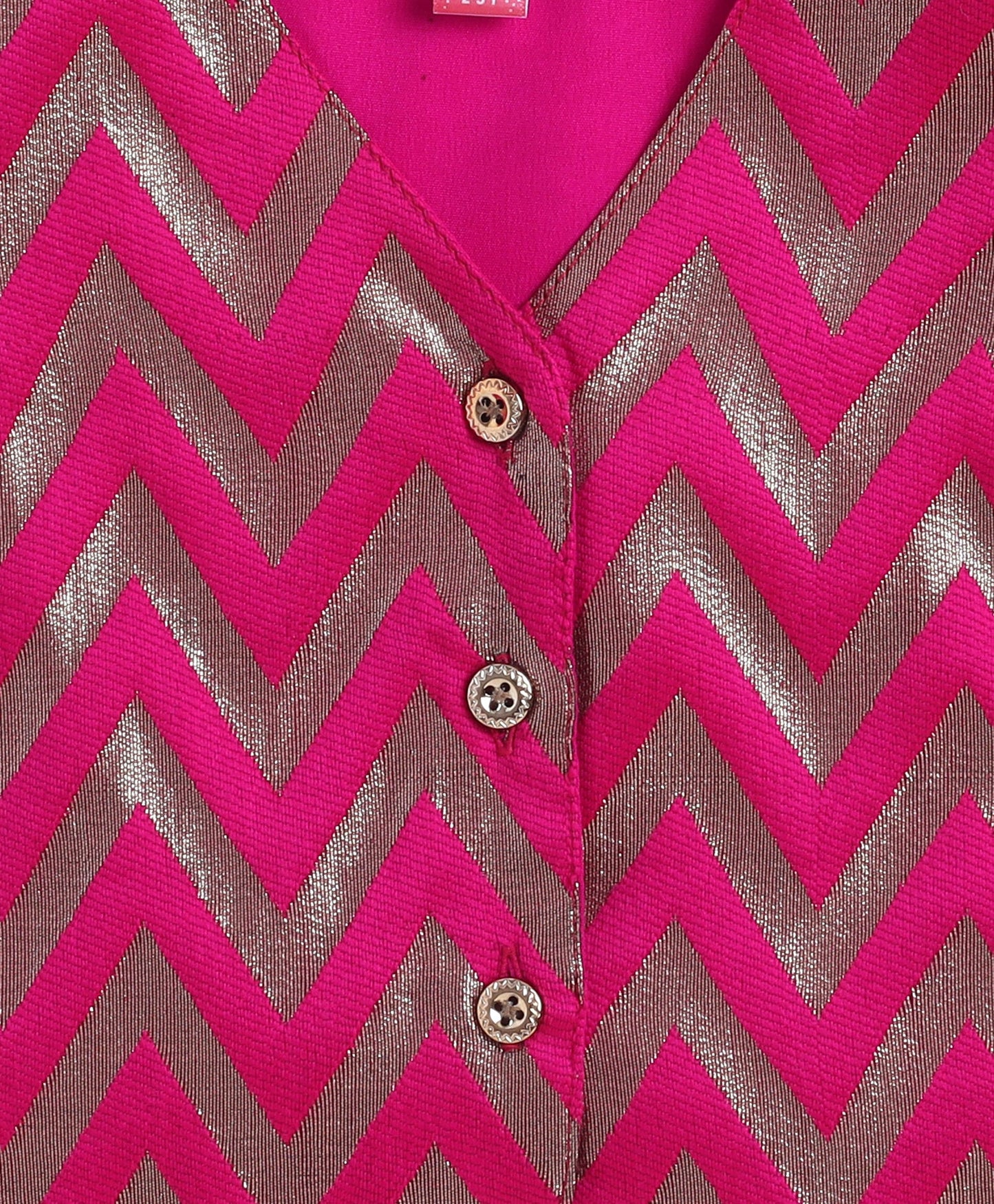 Woven Sleeveless Zig Zag Printed Top and Plazzo Set- Fuchsia