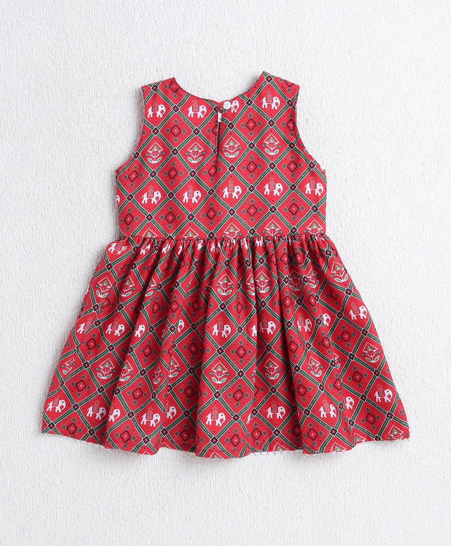 Woven Sleeveless Digital Printed Kurti and Sharara Set- Red