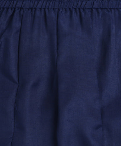 Woven Sleeveless Digital Printed Kurti and Sharara Set- Navy Blue