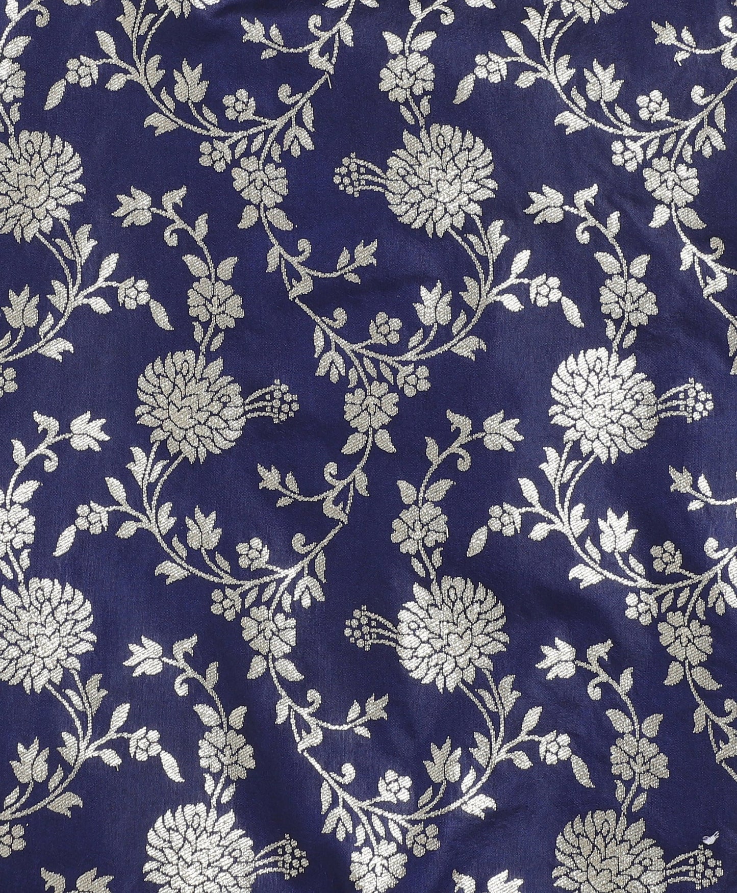 Jacquard Woven Floral Printed & Gota Lace Embellished Incut Kurta and Palazzo Set-Navy Blue