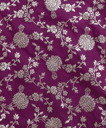Jacquard Woven Floral Printed & Gota Lace Embellished Incut Kurta and Palazzo Set-Wine