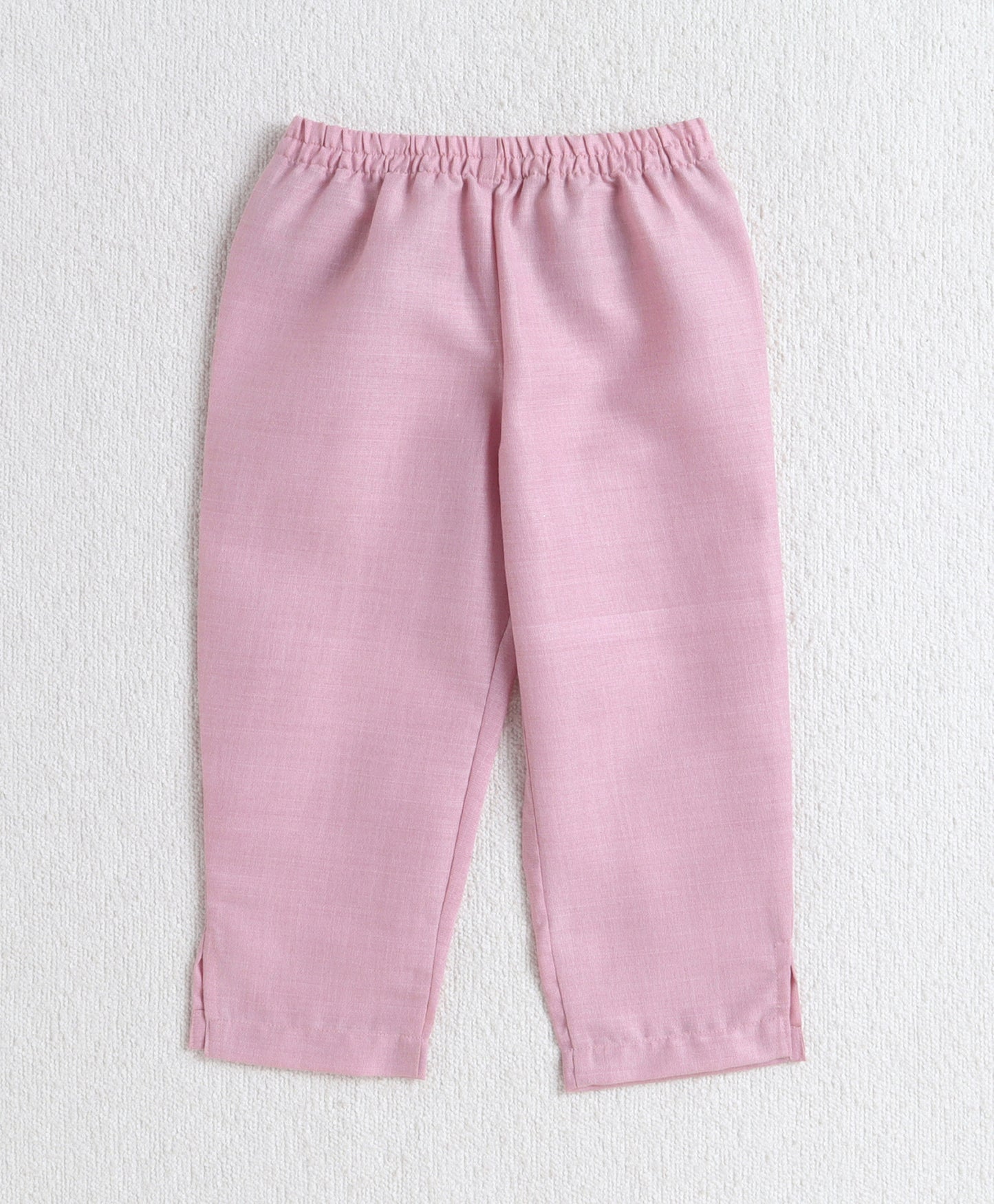 The Magic Wand Woven Shoulder Tie-Up Laced Stripe Kurti And Pant Set With Dupatta - Pink