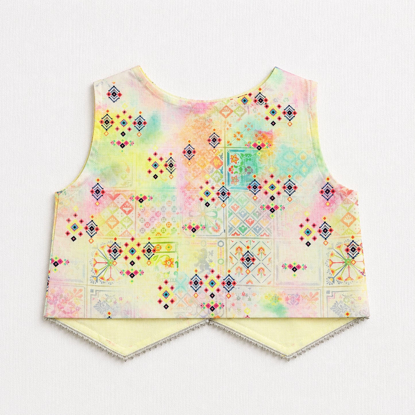 The Magic Wand Woven Sleeveless Watercolour Wash Printed Top And Pant With Patch Pocket- Multicolor