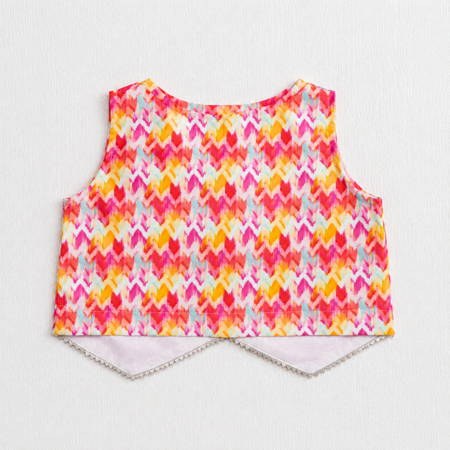 The Magic Wand Woven Sleeveless Colourful Zig Zag Printed Top And Pant With Patch Pocket -Orange