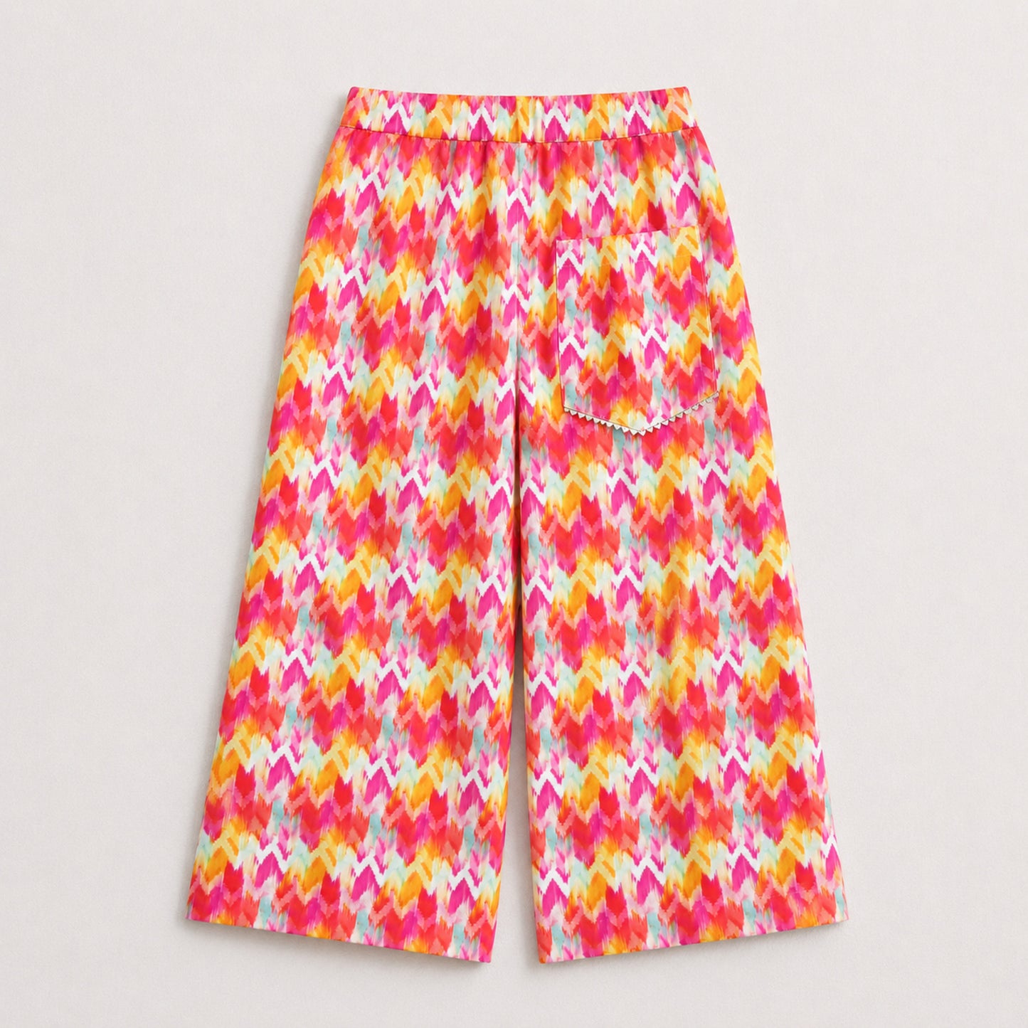 The Magic Wand Woven Sleeveless Colourful Zig Zag Printed Top And Pant With Patch Pocket -Orange