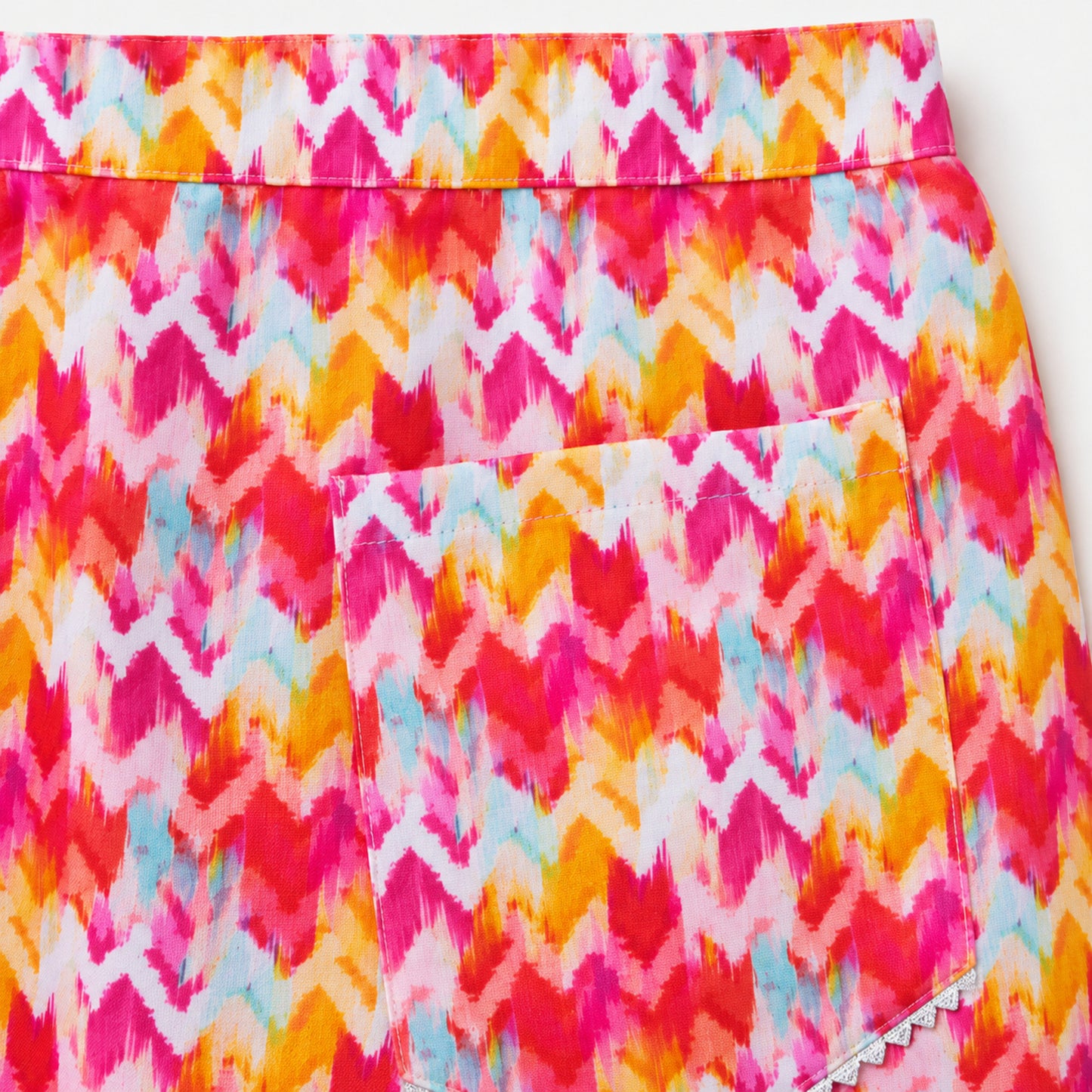 The Magic Wand Woven Sleeveless Colourful Zig Zag Printed Top And Pant With Patch Pocket -Orange