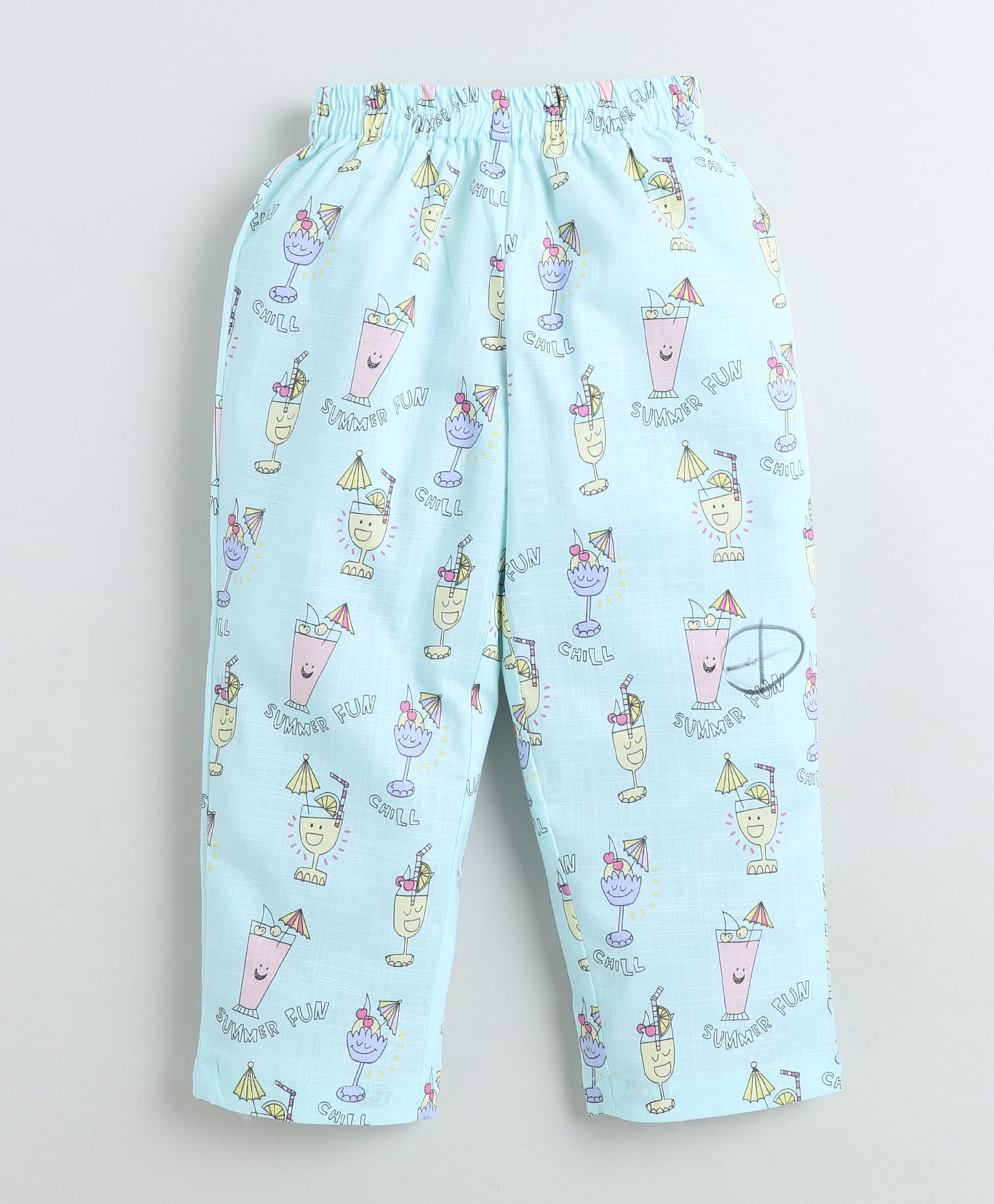 Cotton Woven Full Sleeves Juice Printed Coordinating Night Suit Set-Blue