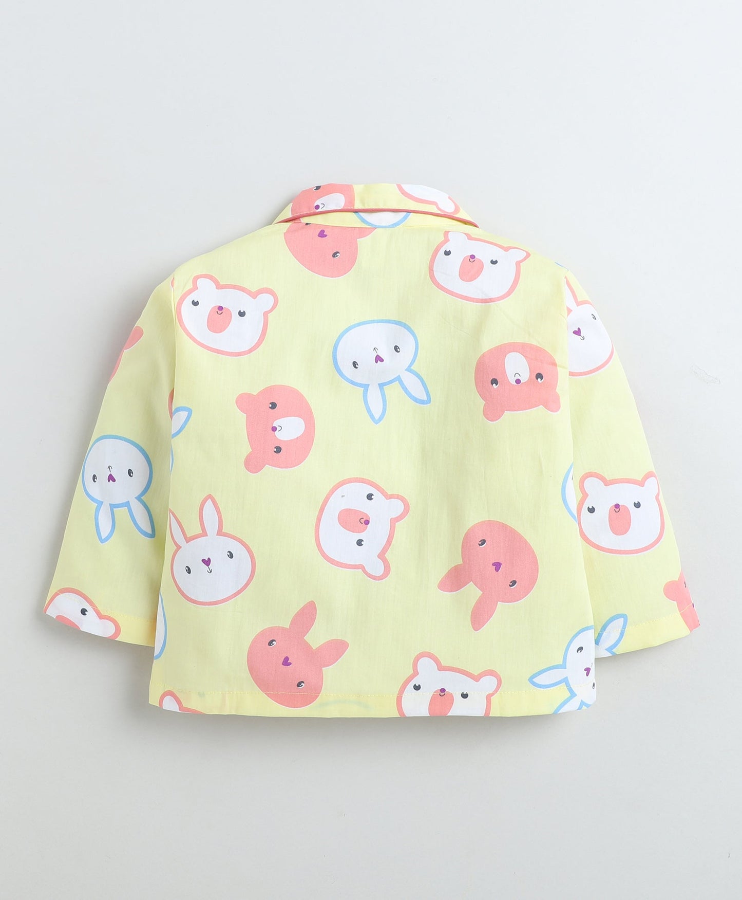 Cotton Woven Full Sleeves Bunny Printed Coordinating Night Suit Set-Yellow