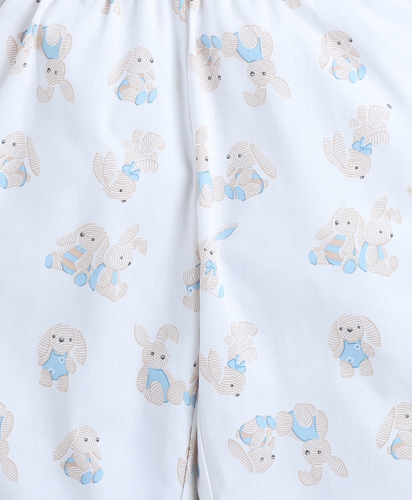 Cotton Woven Full Sleeves Bunny Printed Coordinating Night Suit Set-White