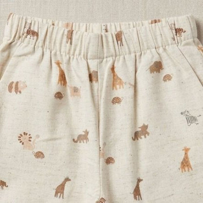 The Magic Wand Cotton Woven Half Sleeves Animals Printed Zoo Theme Nightsuit Set - Off White