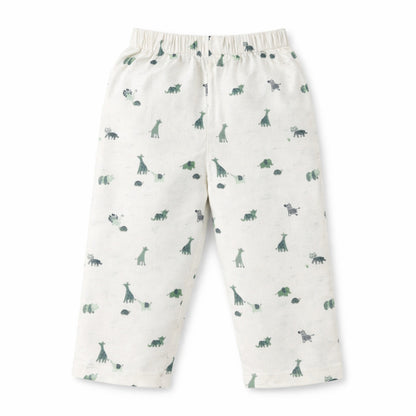 The Magic Wand Cotton Woven Half Sleeves Animal Printed Shirt And Pyjama Nightsuit Set - Cream
