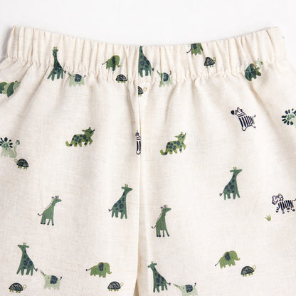 The Magic Wand Cotton Woven Half Sleeves Animal Printed Shirt And Pyjama Nightsuit Set - Cream
