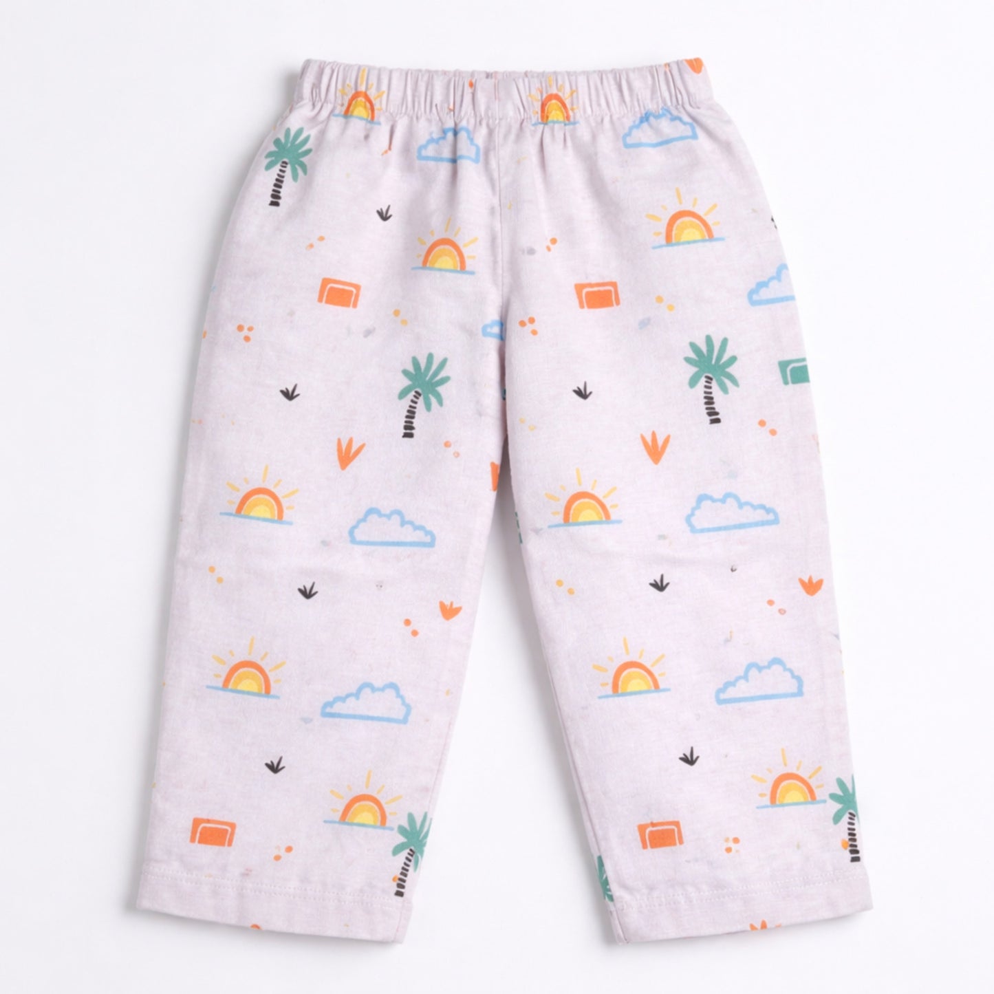 The Magic Wand Cotton Woven Half Sleeves Tropical Theme Shirt And Pyjama Nightsuit Set - Pink