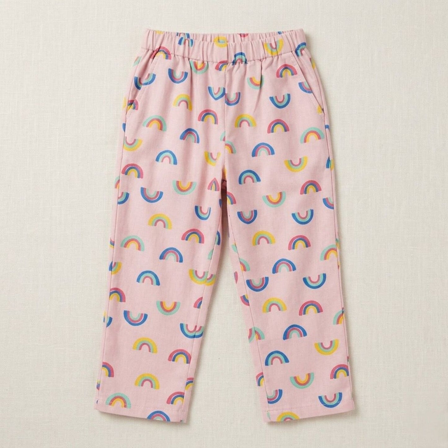 The Magic Wand  Woven Half Sleeves Rainbow Theme Shirt And Pyjama Nightsuit Set - Pink