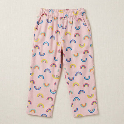 The Magic Wand  Woven Half Sleeves Rainbow Theme Shirt And Pyjama Nightsuit Set - Pink