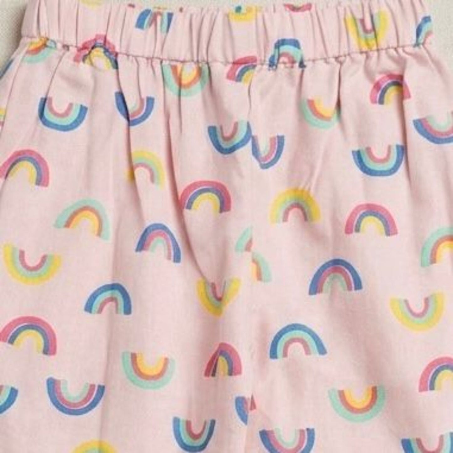 The Magic Wand  Woven Half Sleeves Rainbow Theme Shirt And Pyjama Nightsuit Set - Pink