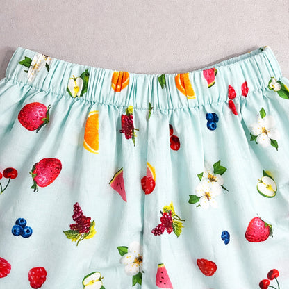 The Magic Wand Cotton Woven Half Sleeves Fruits Printed Shirt And Shorts Nightsuit Set - Blue