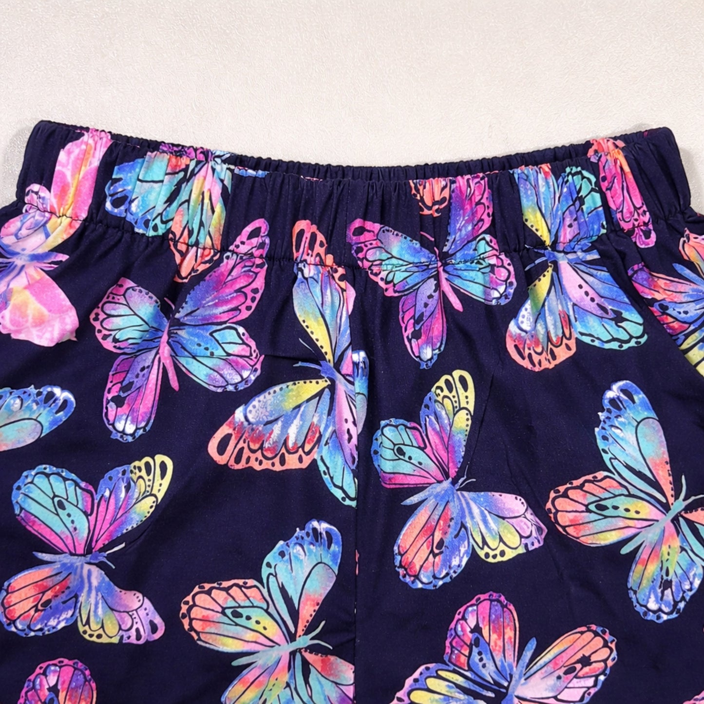 The Magic Wand Cotton Woven Half Sleeves Beautiful Butterfly  Theme Shirt And Shorts Nightsuit Set - Navy Blue