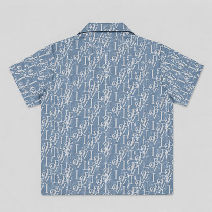 The Magic Wand Cotton Woven Half Sleeves All Over Love Typography Shirt And Shorts Nightsuit Set - Grey