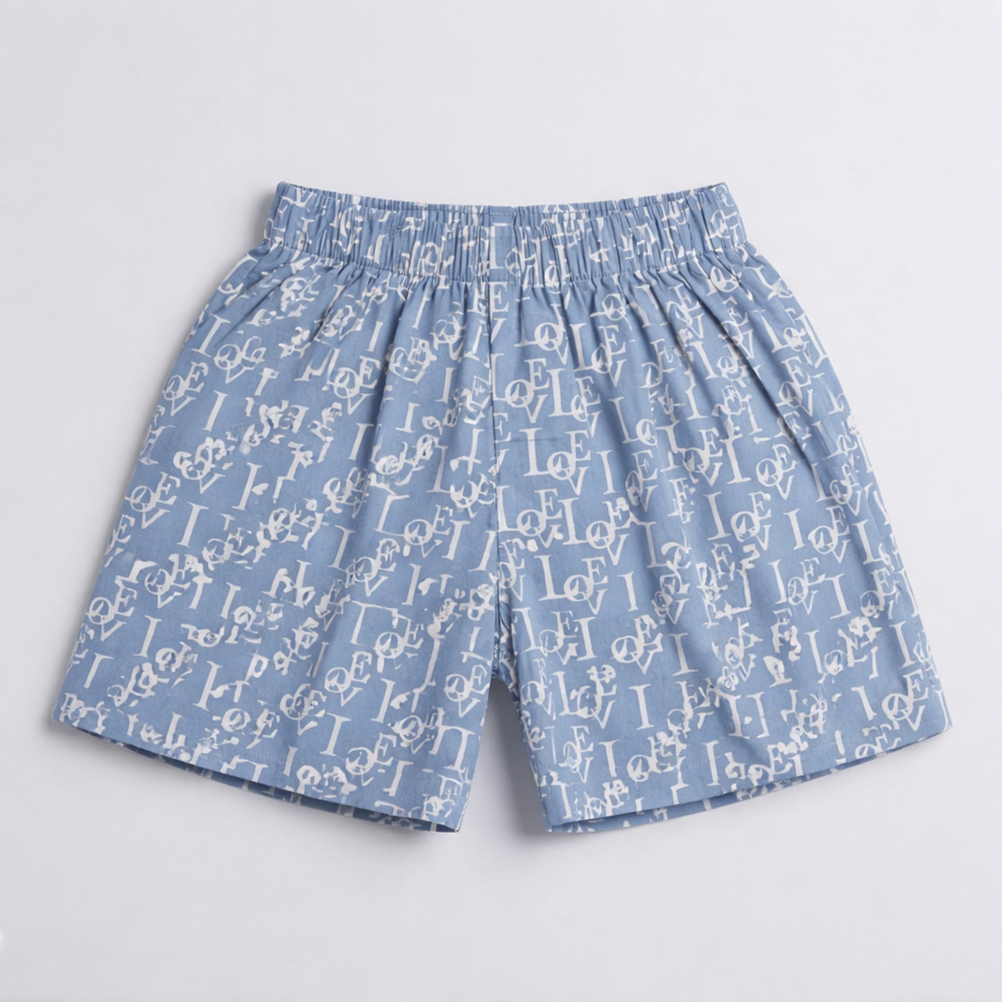 The Magic Wand Cotton Woven Half Sleeves All Over Love Typography Shirt And Shorts Nightsuit Set - Grey