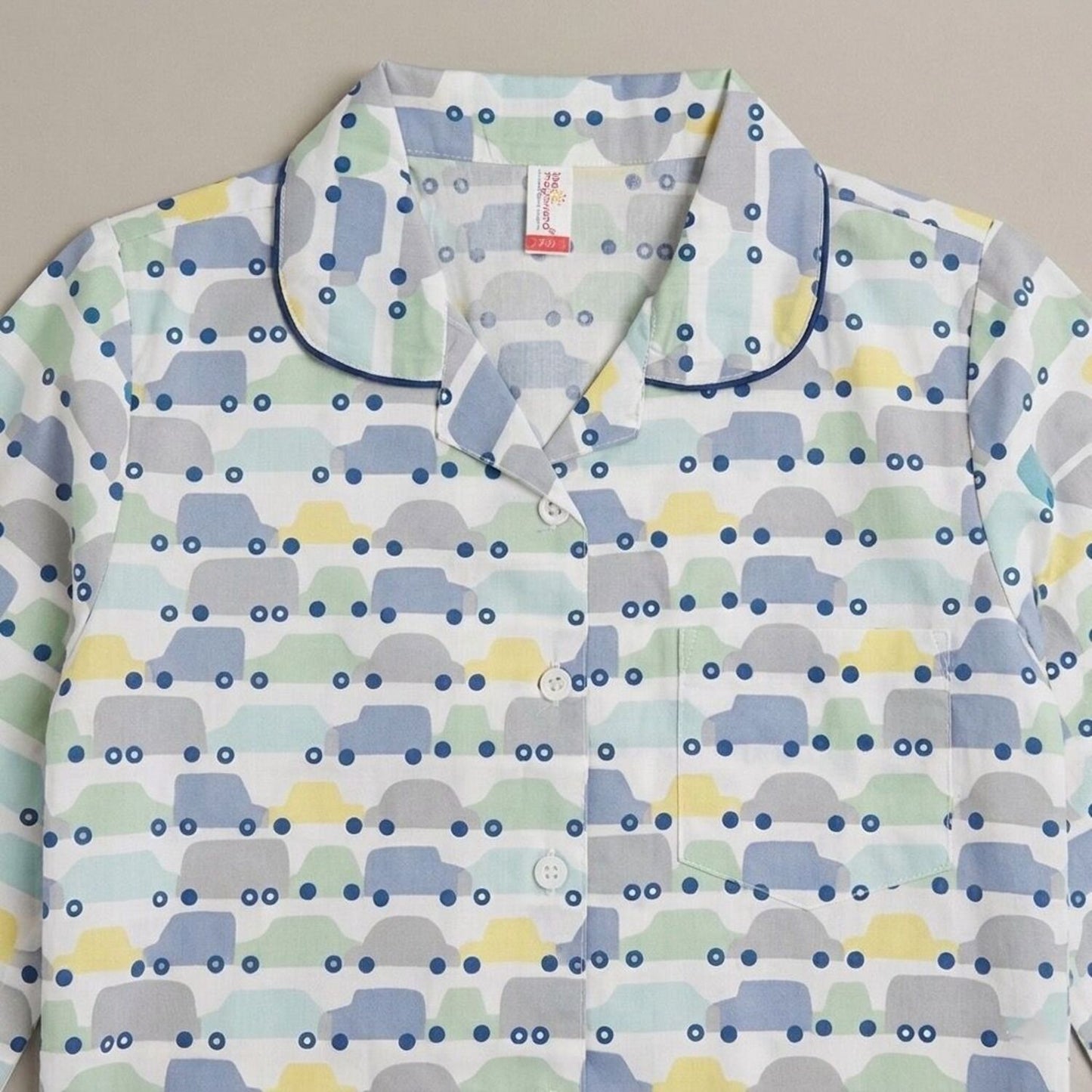 The Magic Wand Cotton Woven Half Sleeves Car Printed Shirt And Shorts Nightsuit Set - Blue