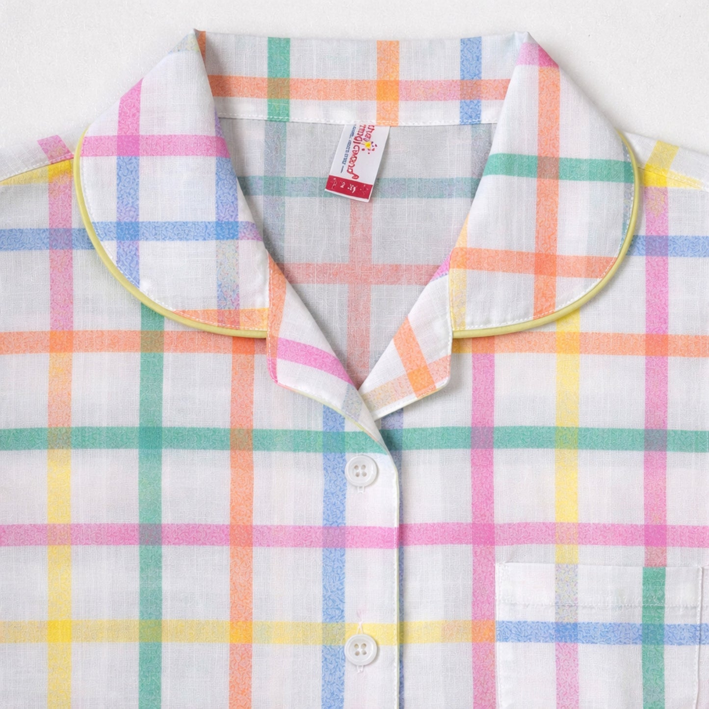 The Magic Wand Cotton Woven Half Sleeves Multicolour Checkered  Printed Shirt And Shorts Nightsuit Set - White