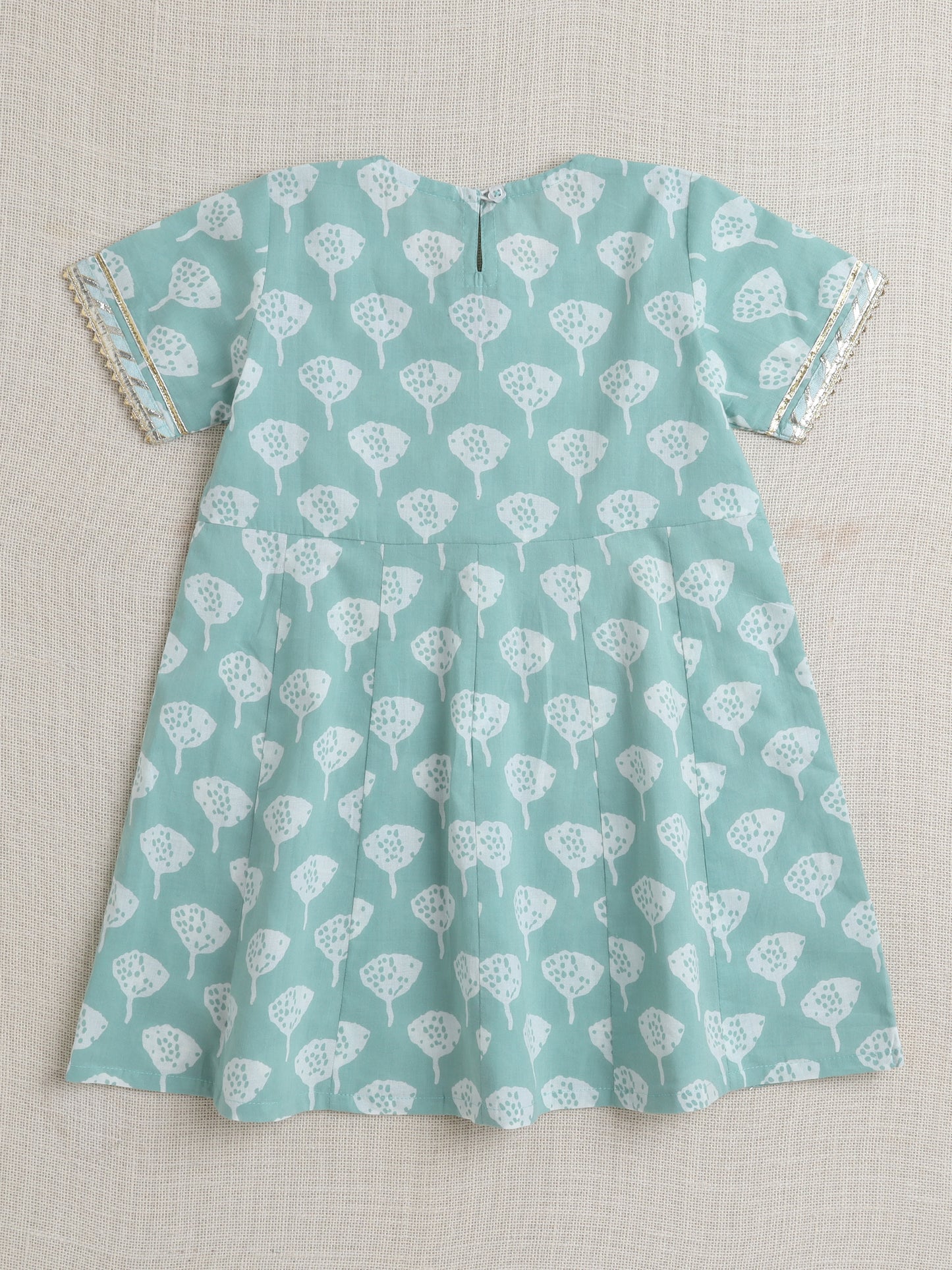 Half Sleeves Floral Kurta with Lace and Palazzo Set- Green