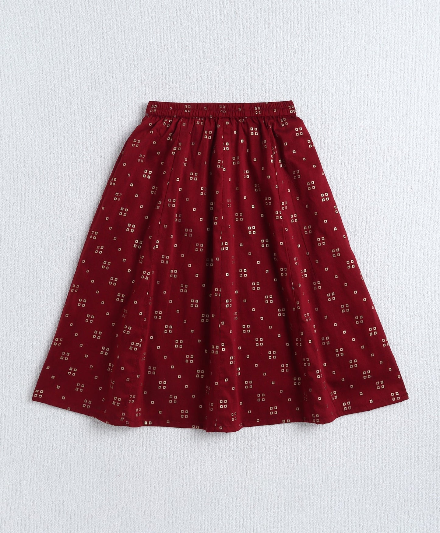 Woven Half Slevees Bandhani Printed Choli and Lehenga set with Dupatta- Maroon