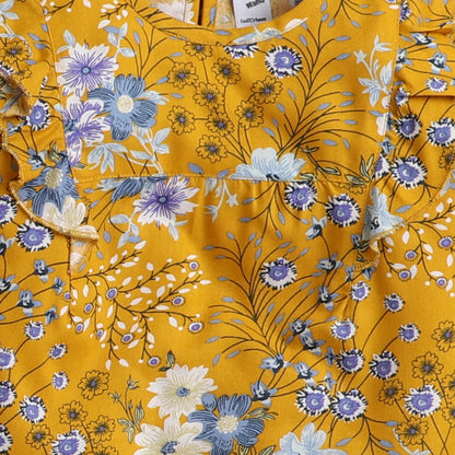 The Magic Wand Woven Full Sleeves floral Printed Top Mustard