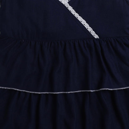 Ruffled Layer Sleeveless Lace Dress-Navy