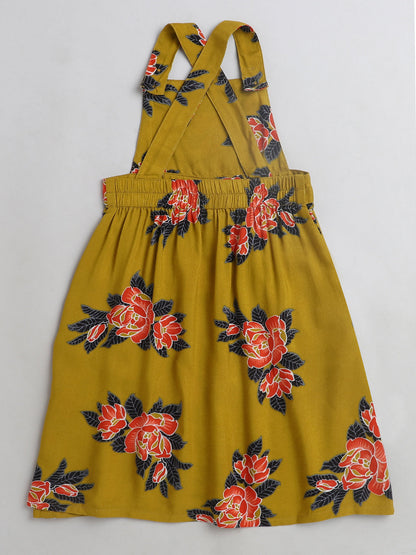 The Magic Wand Floral Printed Sleeveless Pinafore Dress - Mustard